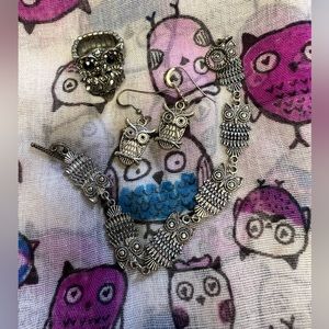 Owl Scarf and Jewelry